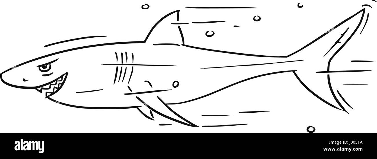 Cartoon vector de shark dangereusement smiling Illustration de Vecteur