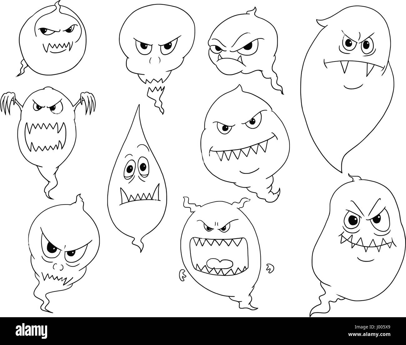 Ensemble de Cartoon Vector Ghosts Illustration de Vecteur