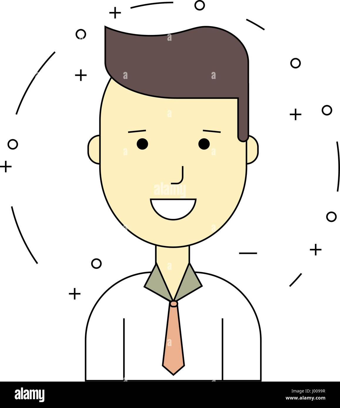 Smiling guy caractère. Vector illustration de l'icône de couleur en ligne plate style. Cute linéaire et heureux homme portant pour travail de bureau Illustration de Vecteur