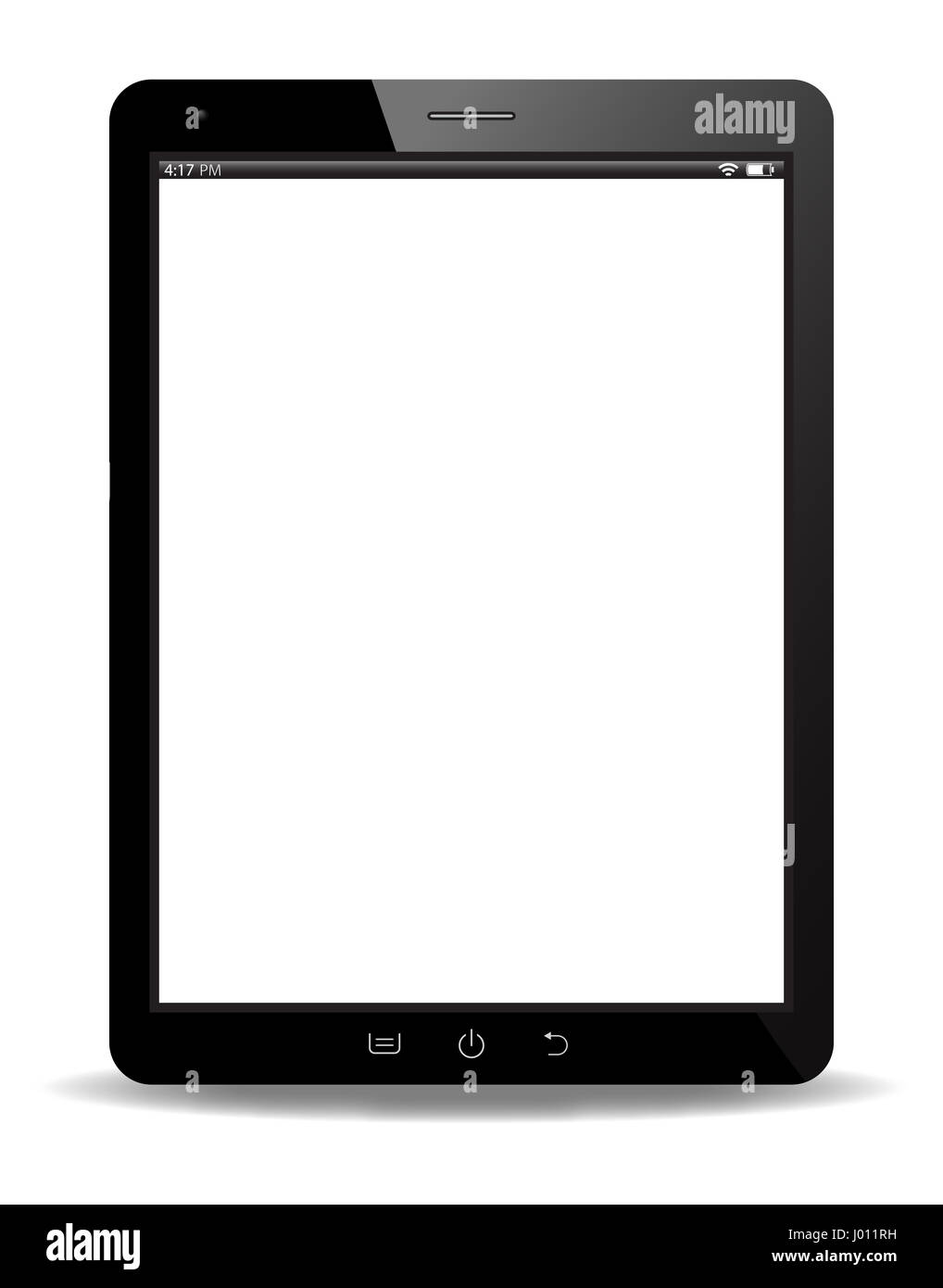 Un écran de tablette réaliste isolé sur fond blanc Banque D'Images