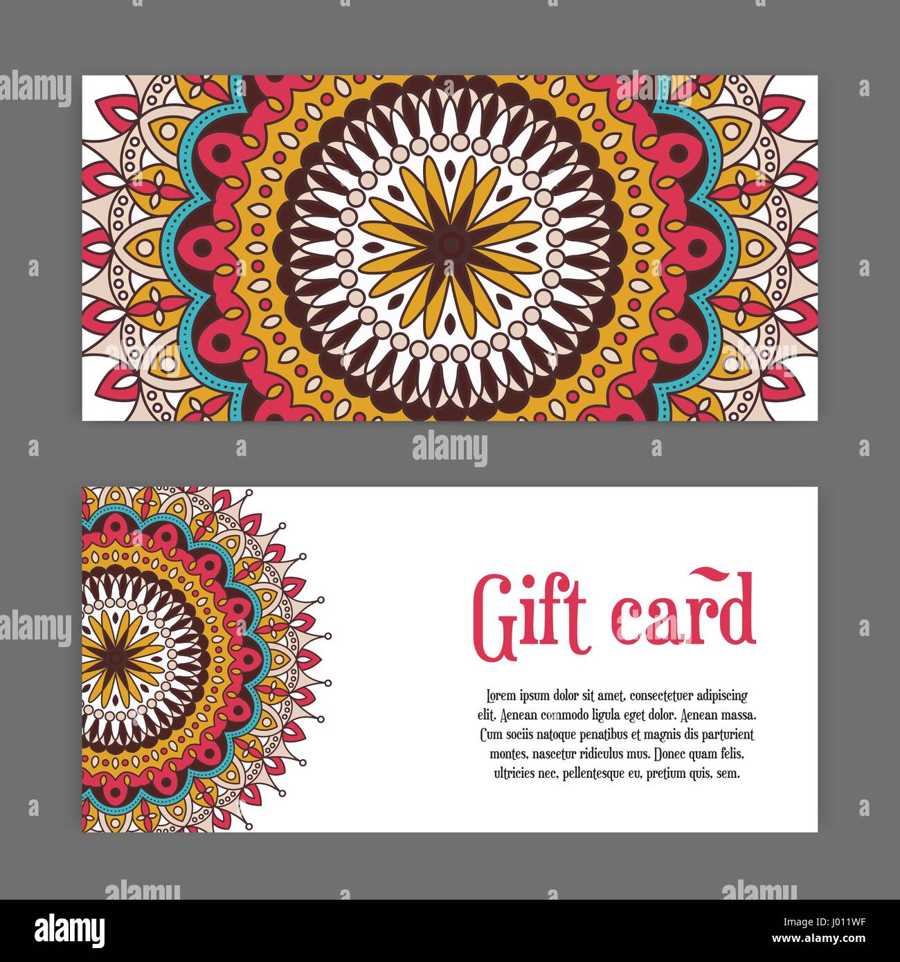 Définir des modèles de cartes-cadeaux avec ornement de couleur ou d'impression pour mandala site web. vector illustration. La conception de cartes. national . Illustration de Vecteur