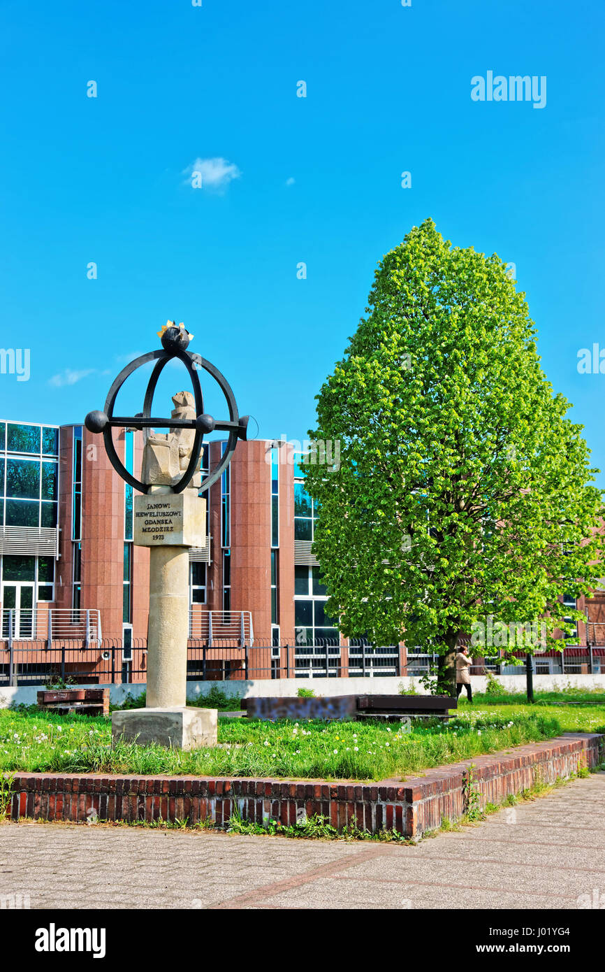 Gdansk, Pologne - 8 mai 2014 : monument de Jan Heweliusz à Gdansk, Pologne Banque D'Images