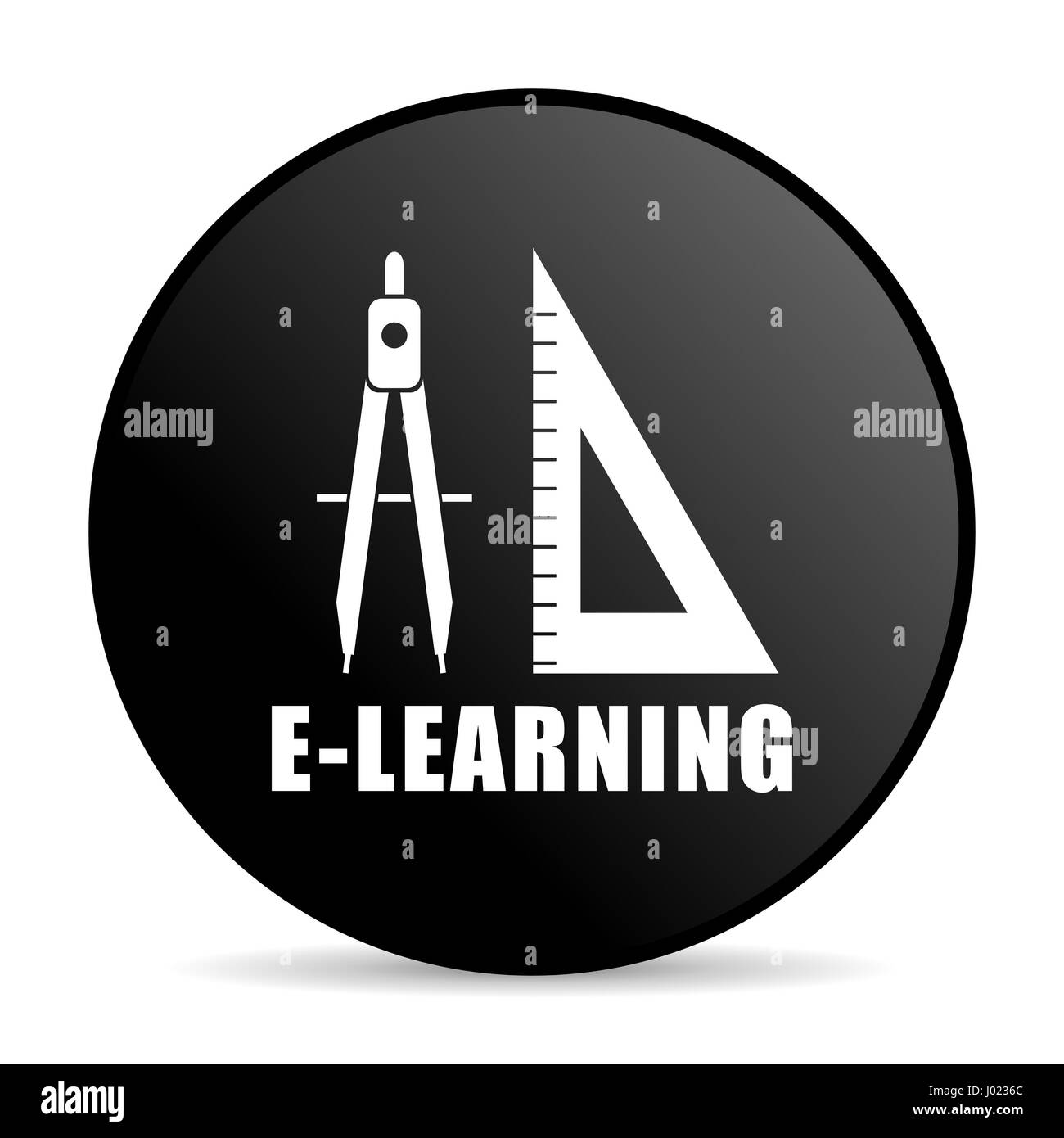 La couleur noire de l'apprentissage Conception web internet ronde icône sur fond blanc. Banque D'Images