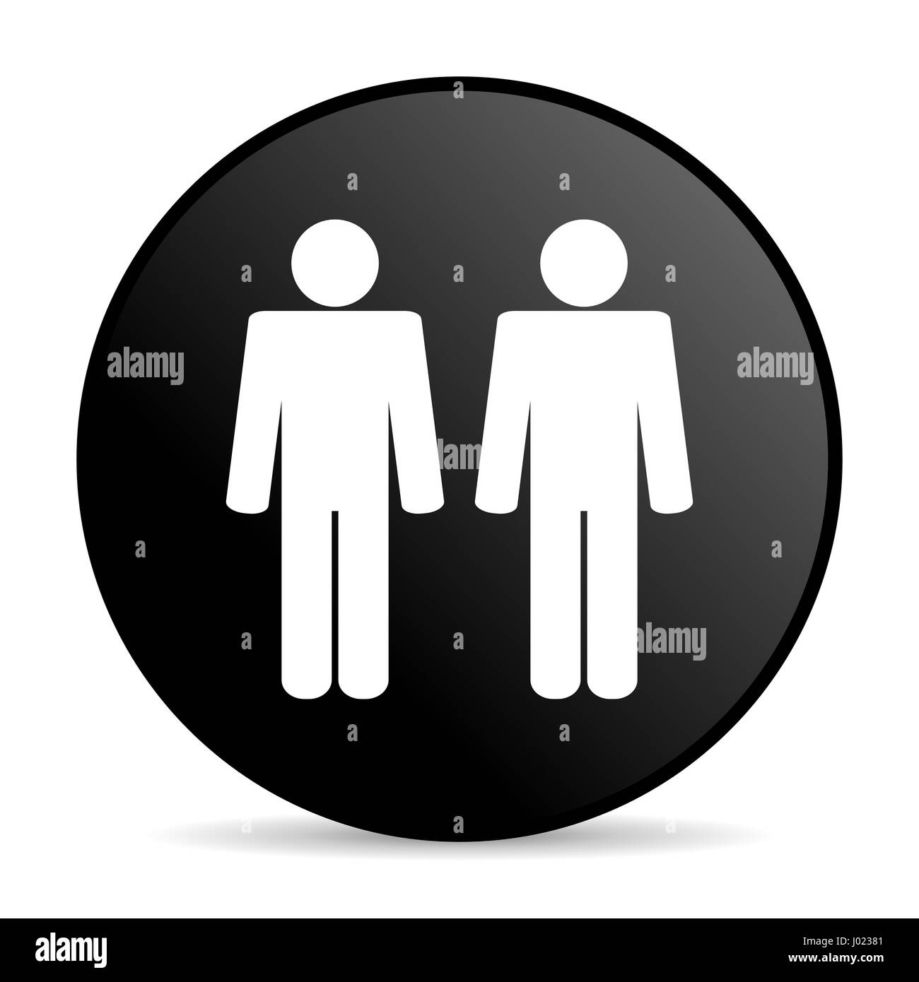 Couple black color web design internet ronde icône sur fond blanc. Banque D'Images