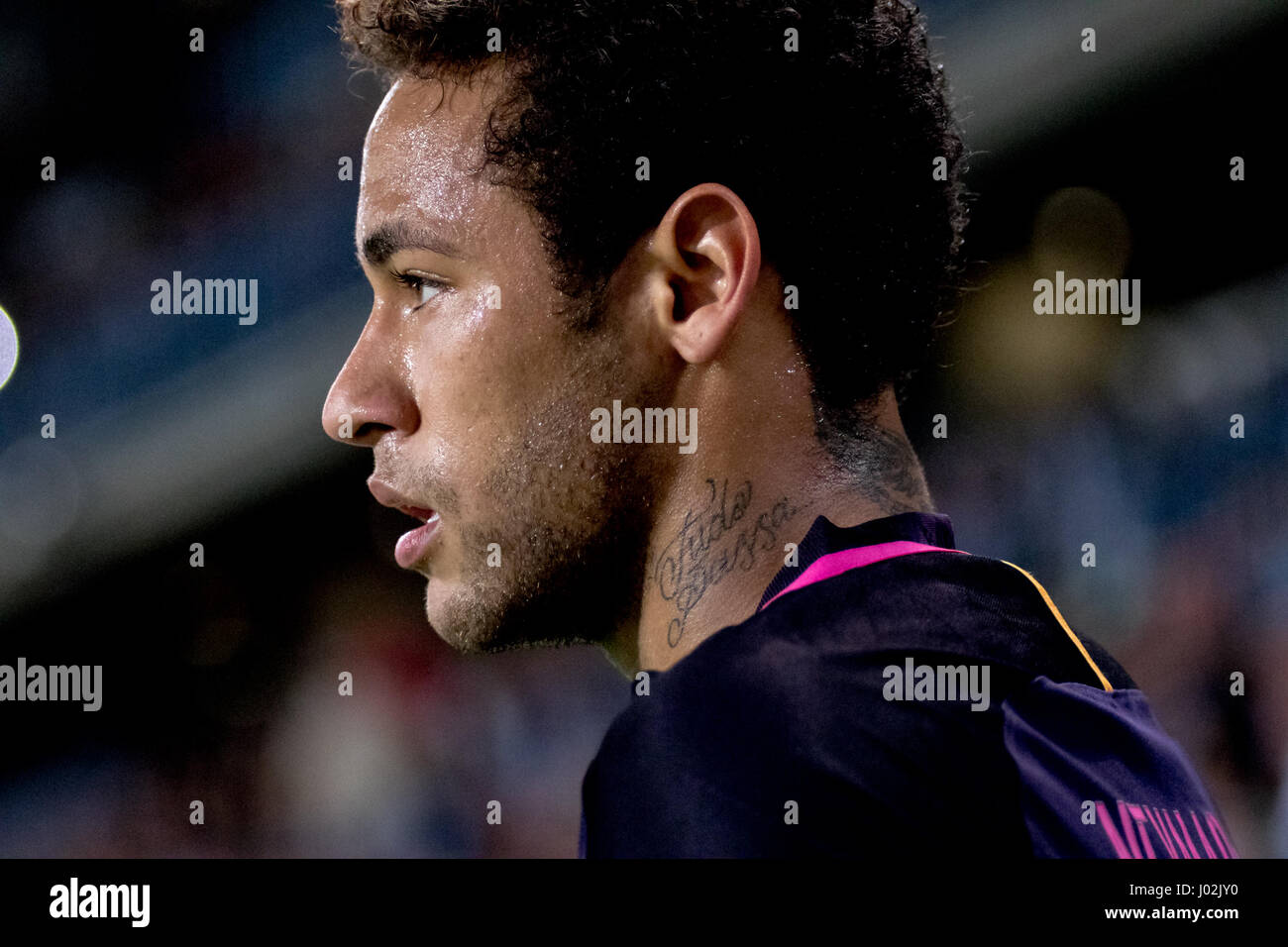 Neymar Jr. La Liga Santander match day 31 match entre Malaga CF et FCBarcelona a joué dans le stade de La Rosaleda, Malaga, Espagne. Malaga a battu 2-0 avec des buts marqués par Sandro (32 min) et Jony (90 min). Credit : VWPics/Alamy Live News Banque D'Images