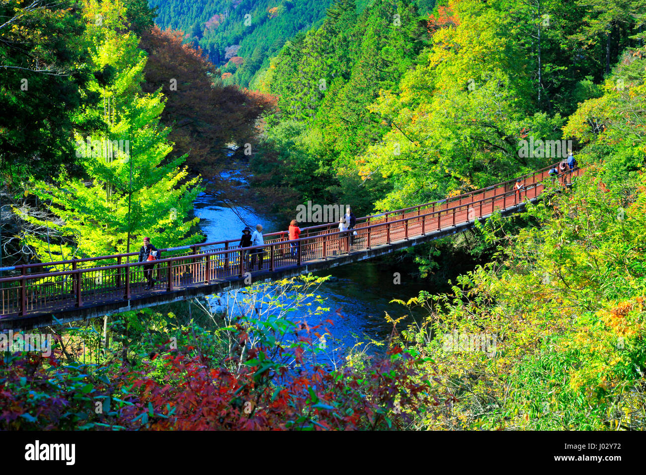 Ishibunebashi Akigawa Pont Vallée Akiruno Keikoku-shi, Tokyo Japon Banque D'Images