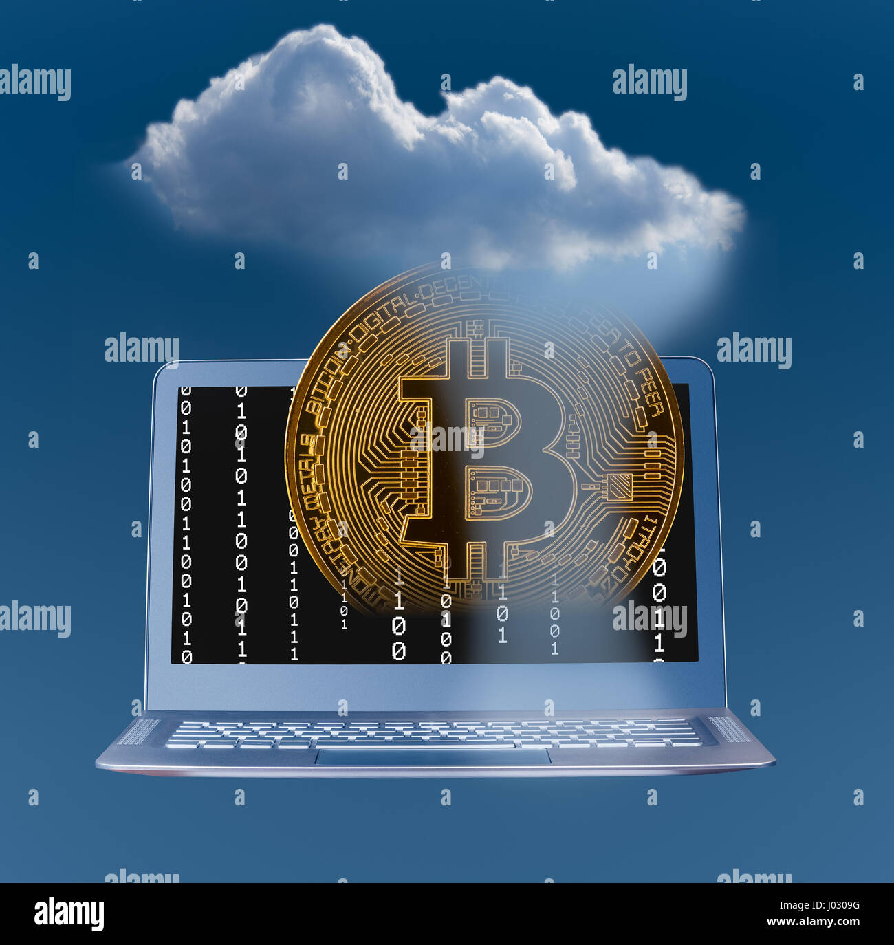 Illustration de l'informatique en nuage et bitcoin Banque D'Images