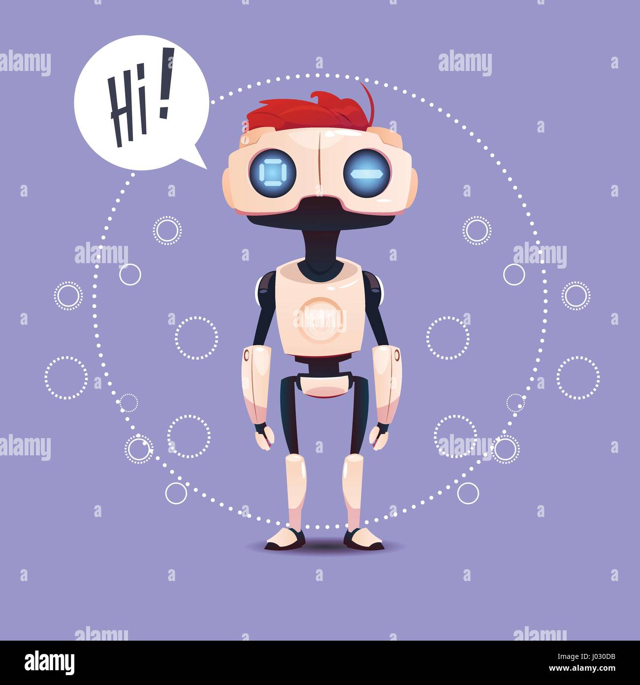 Chat Bot, Robot l'assistance virtuelle Élément de site Web ou applications mobiles, concept d'Intelligence Artificielle Illustration de Vecteur