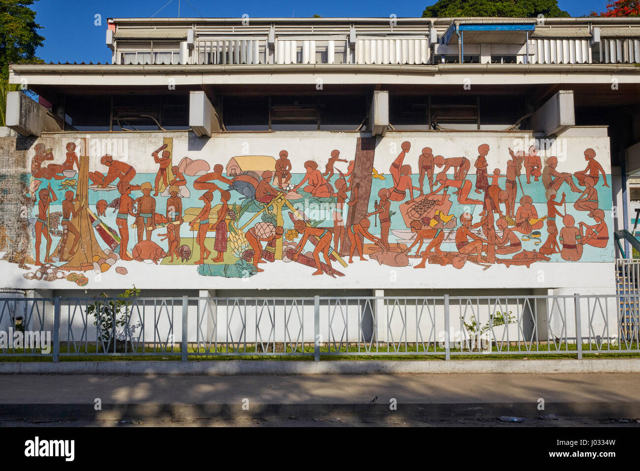 Peinture murale sur le ministère de l'immeuble des finances, Port Vila, l'île d'Efate, Vanuatu Banque D'Images