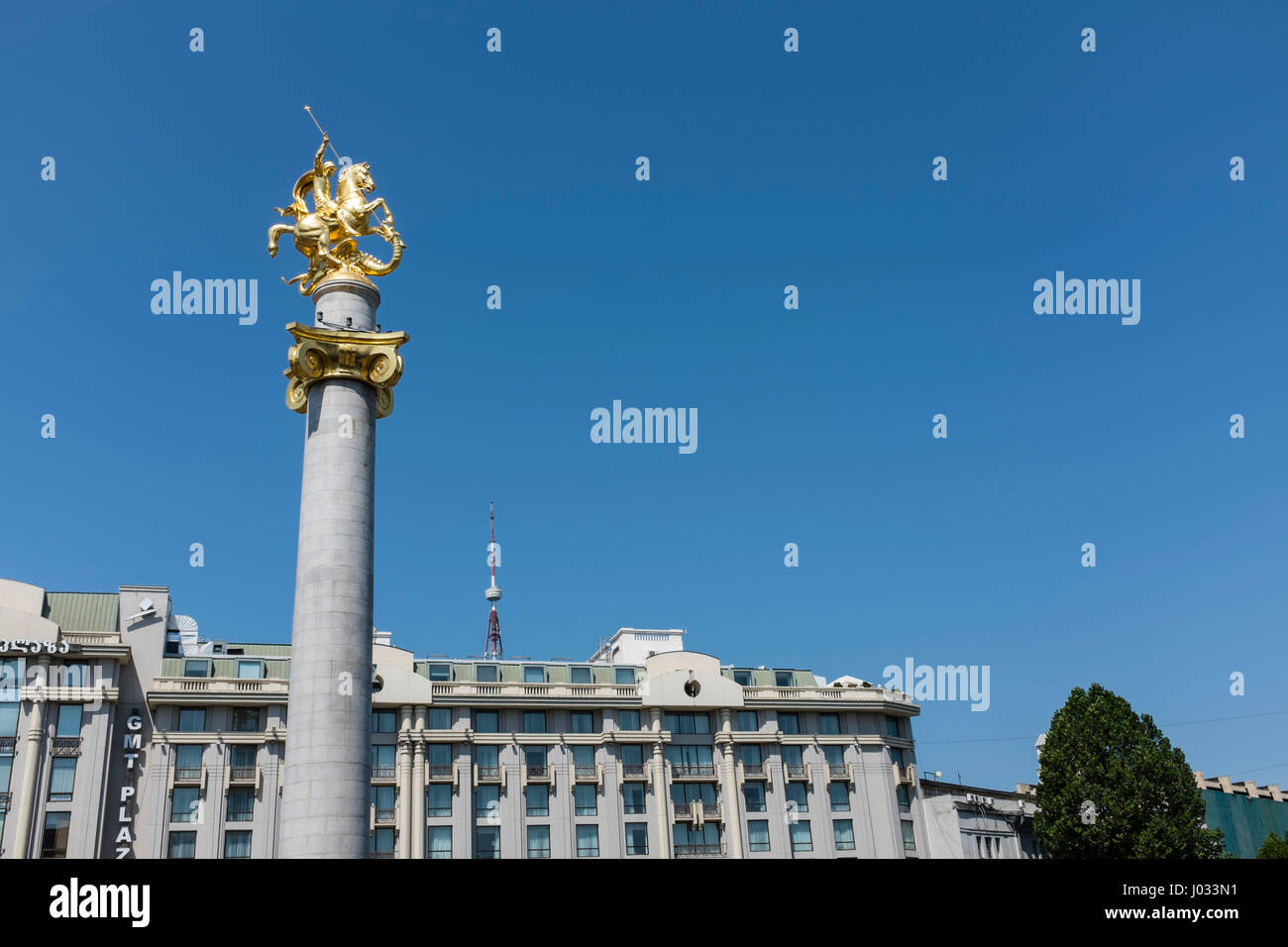 Statue de St George, la place de la liberté, Tbilissi, Géorgie, l'Europe de l'Est Banque D'Images