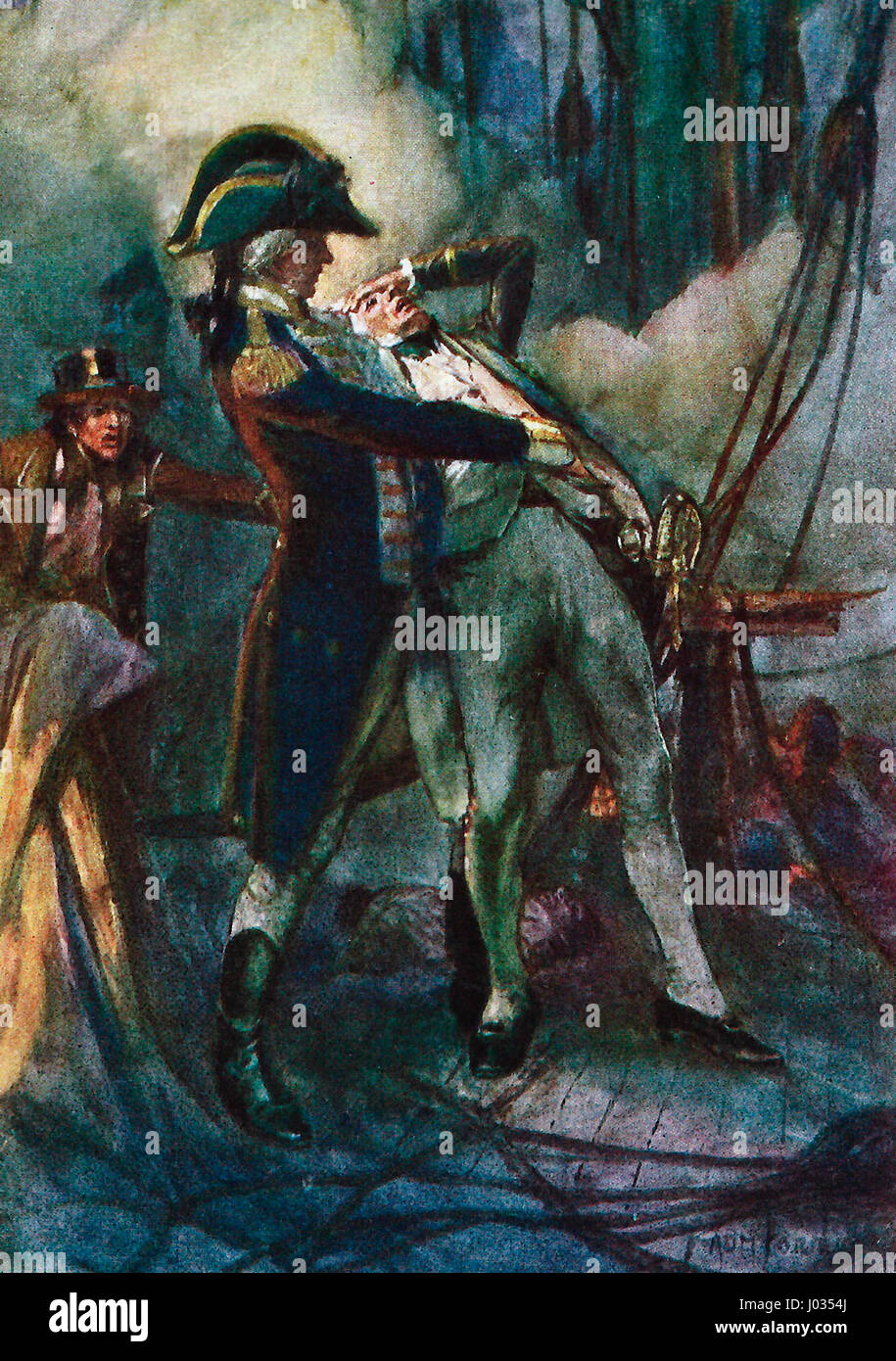 Nelson gravement blessé au Nil. Le capitaine Berry le prit dans ses bras alors qu'il était en train de s Banque D'Images