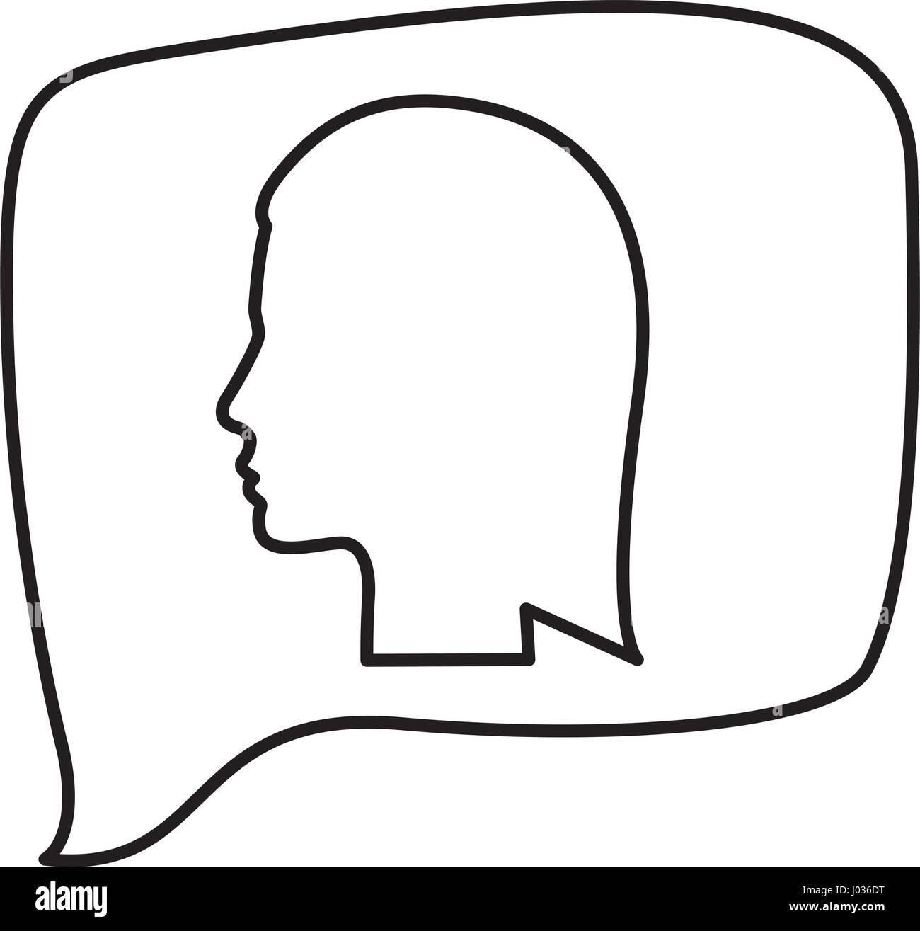 L'allégement de silhouette silhouette rectangulaire avec la tête d'une femme de la parole Illustration de Vecteur