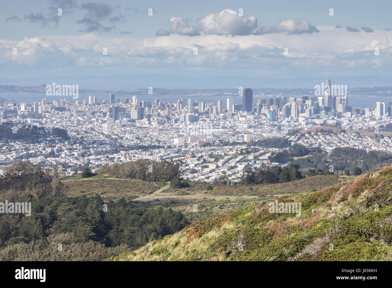 San Francisco Skyline de San Bruno Mountain State Park. Banque D'Images