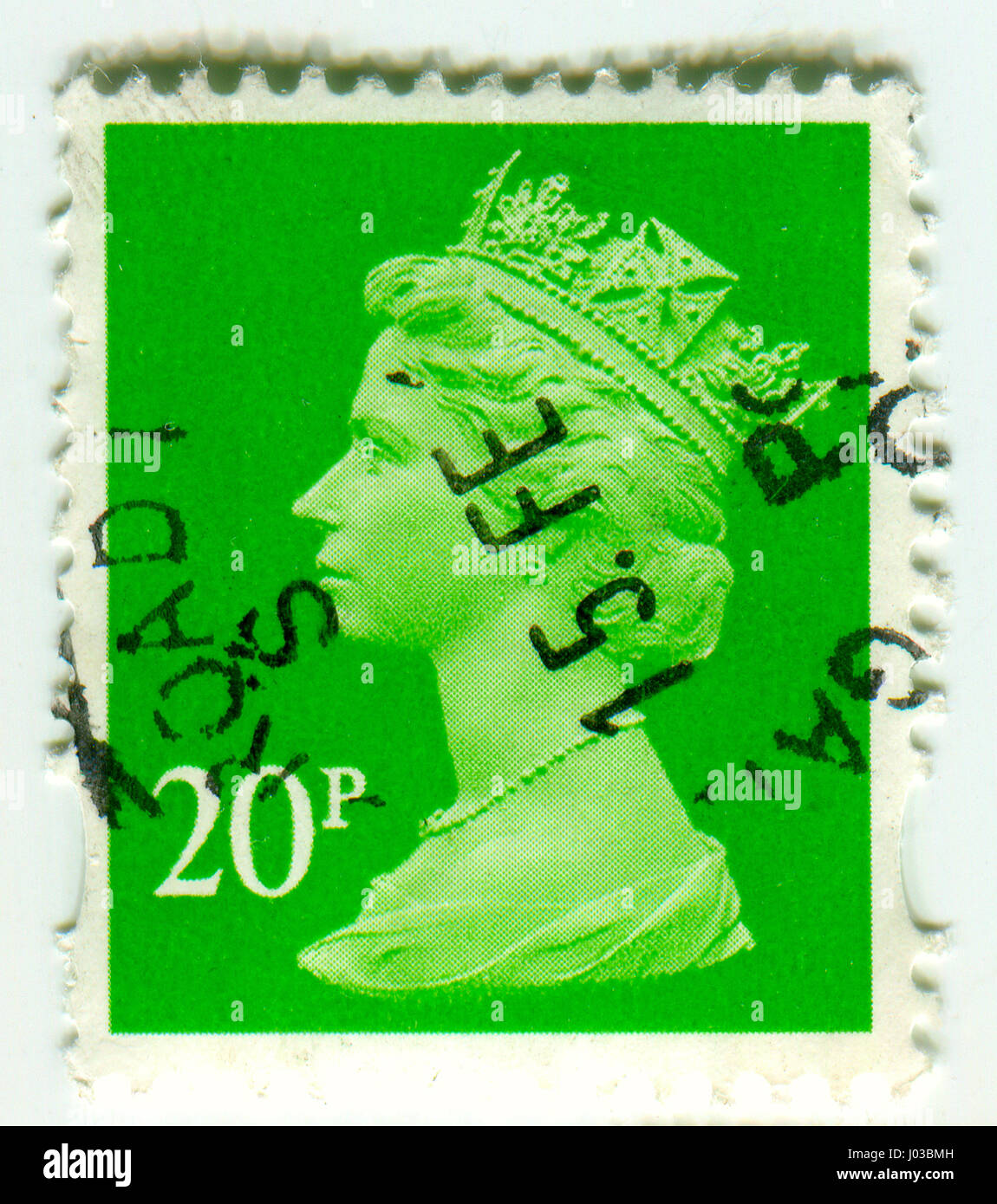 GOMEL, Bélarus, le 9 avril 2017, le timbre imprimé au Royaume-Uni montre l'image d'Elizabeth II (Elizabeth Alexandra Mary) a été la Reine du Royaume-Uni, peut Banque D'Images