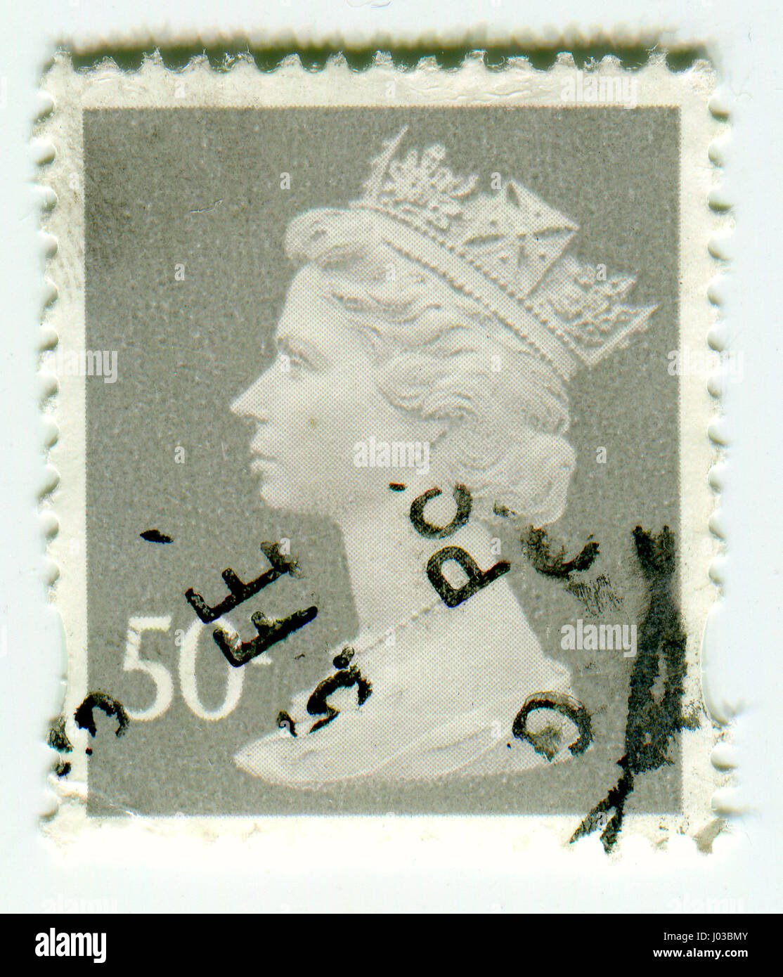 GOMEL, Bélarus, le 9 avril 2017, le timbre imprimé au Royaume-Uni montre l'image d'Elizabeth II (Elizabeth Alexandra Mary) a été la Reine du Royaume-Uni, peut Banque D'Images