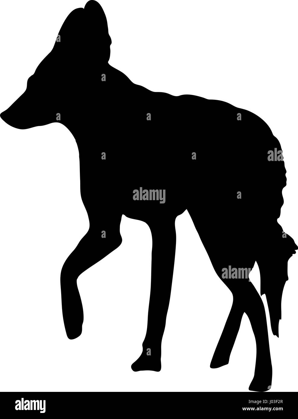 Silhouette d'une main appuyée noir sauvage jackal Illustration de Vecteur