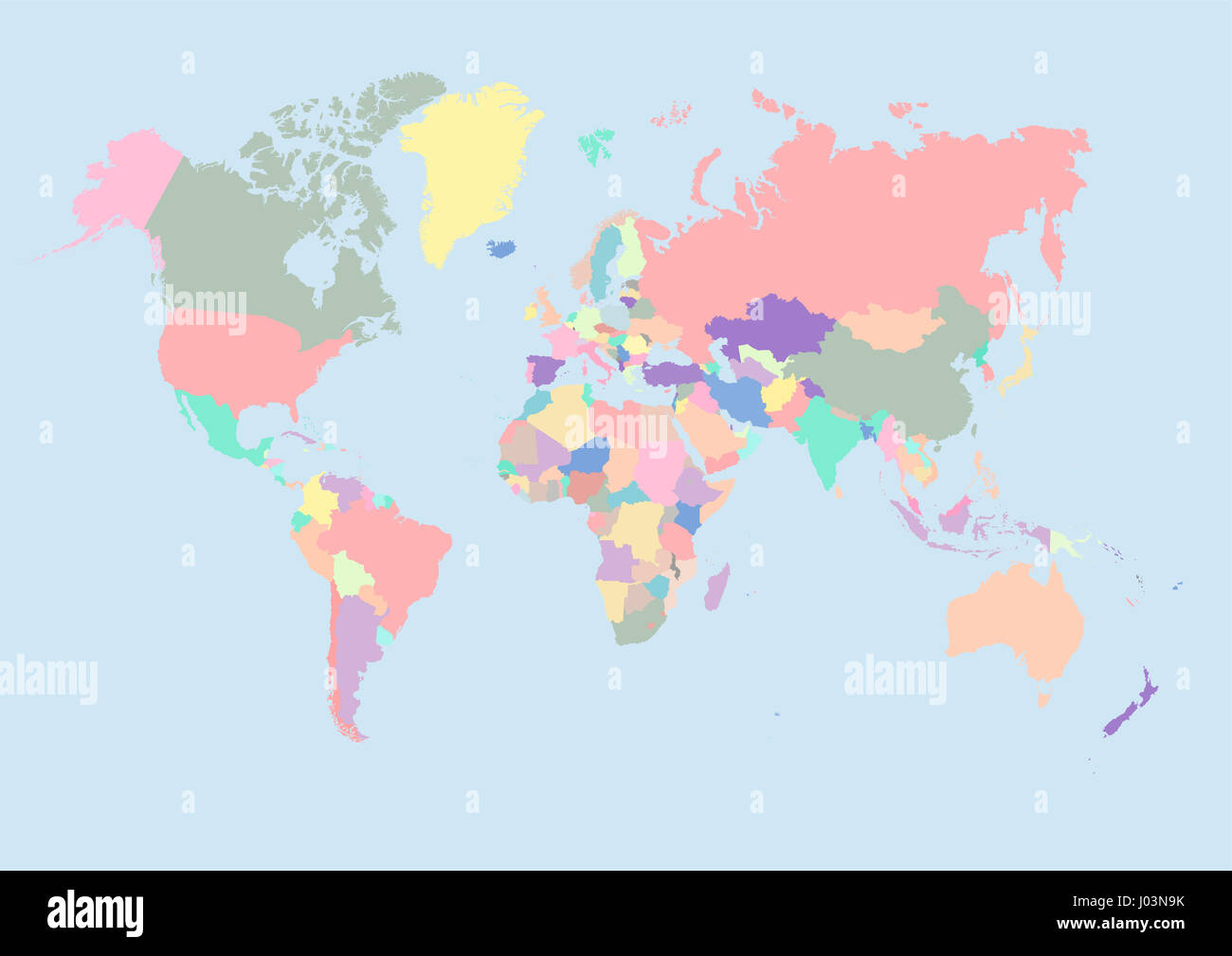 Carte du monde avec les pays Banque D'Images