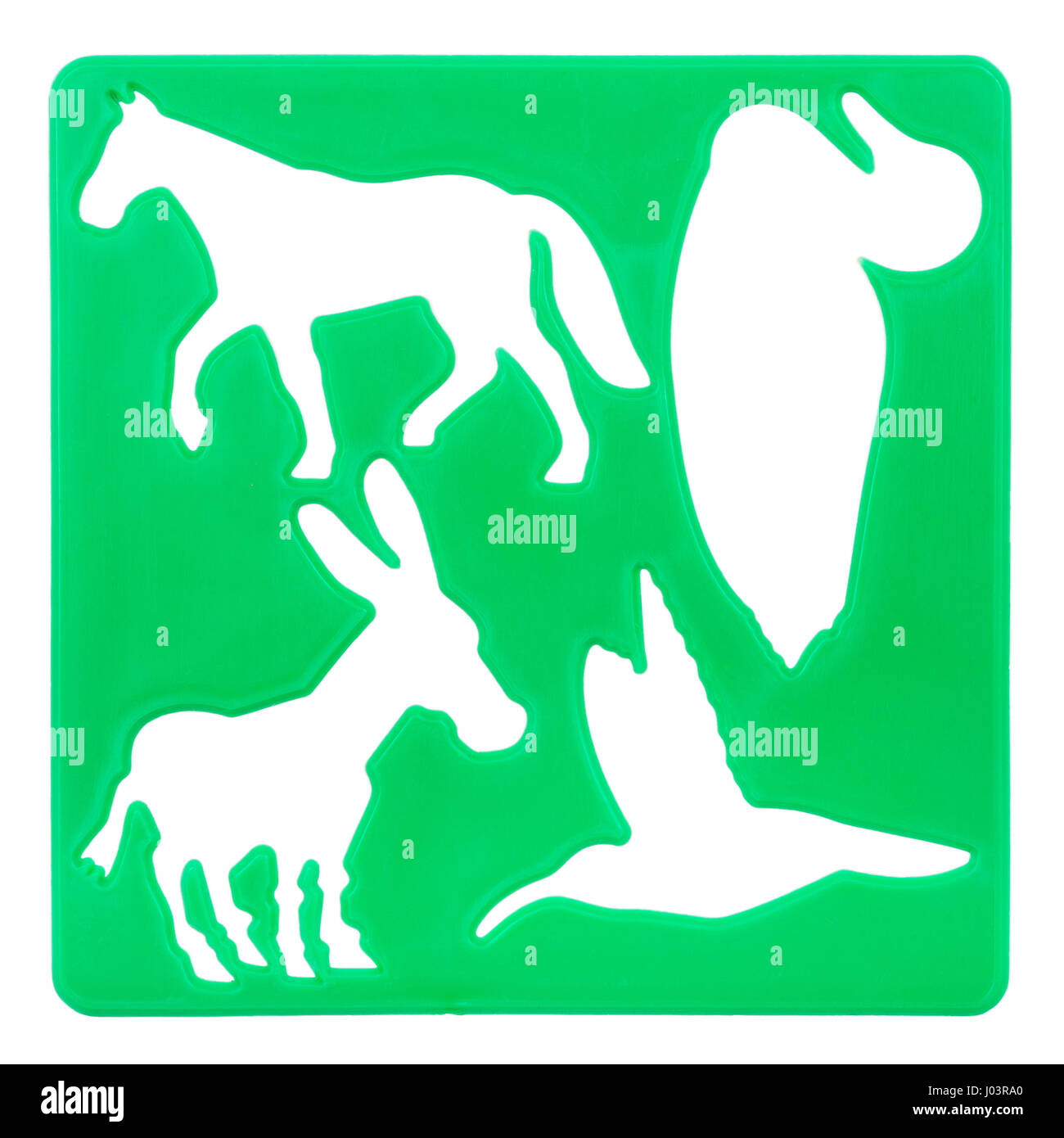 Ancien pochoir en plastique vert isolated on white Banque D'Images