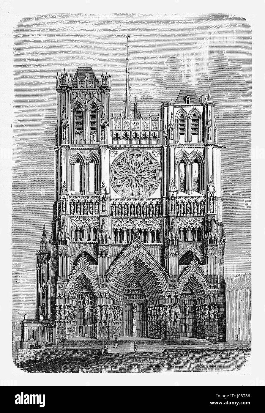 Gravure d'époque de Saint-Pierre à York connu sous le nom de York Minster à York, en Angleterre.Construit au début de style perpendiculaire anglais terminé en XV siècle Banque D'Images