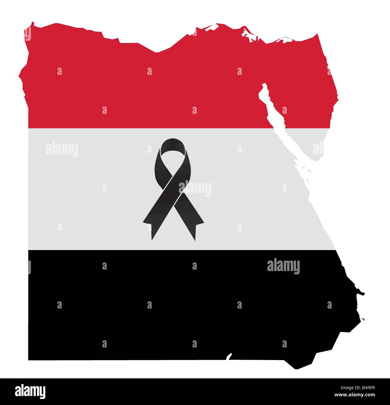 L'Egypte carte de condoléances - ruban noir avec drapeau russe Illustration de Vecteur