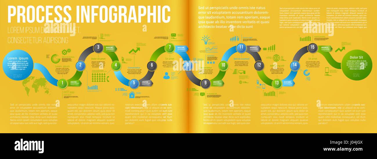Flèche prend des cours d'Infographie chronologie modèle Illustration de Vecteur
