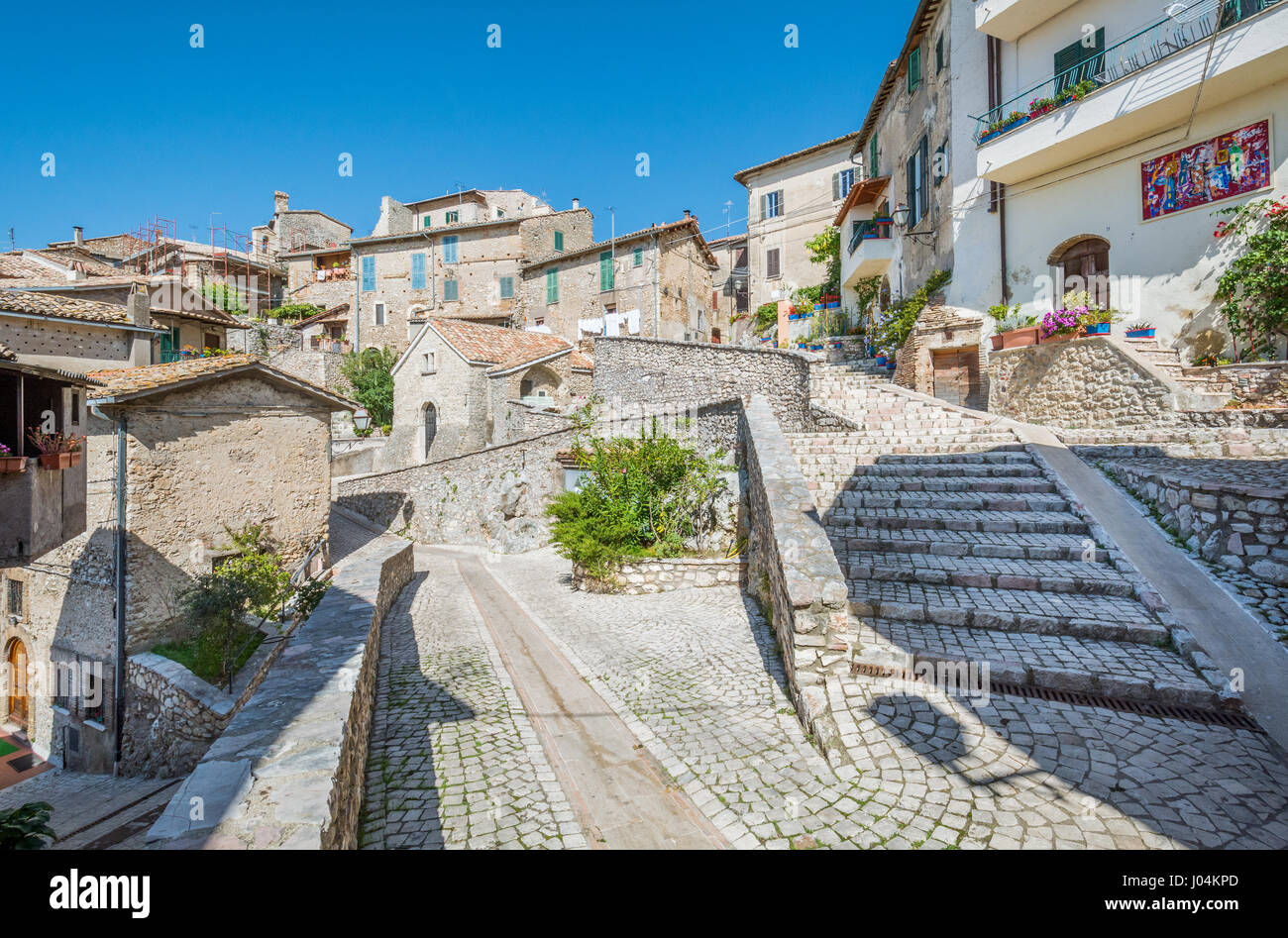 Roccantica, village médiéval rural dans la province de Rieti, Latium (Italie) Banque D'Images