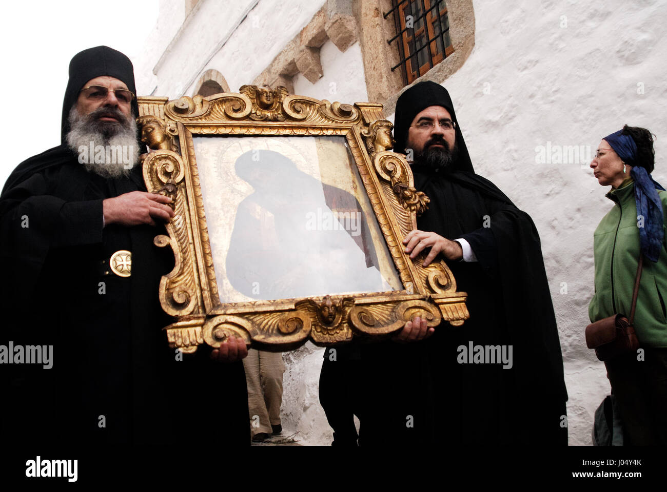 Semaine de la passion orthodoxe chrétienne, sur l'île grecque de l'Apocalypse (Patmos), Maundy jeudi (la cérémonie du WASHIN Banque D'Images