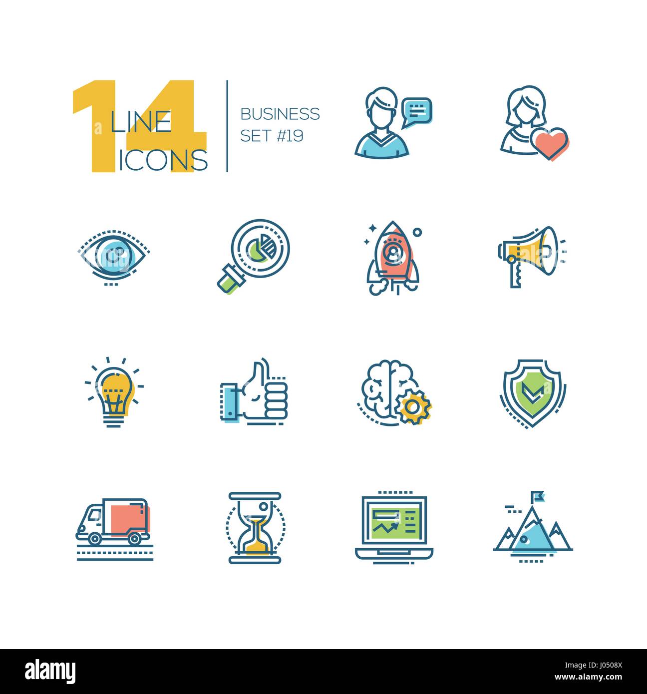 - Entreprise moderne de couleur simple ligne icons set Illustration de Vecteur