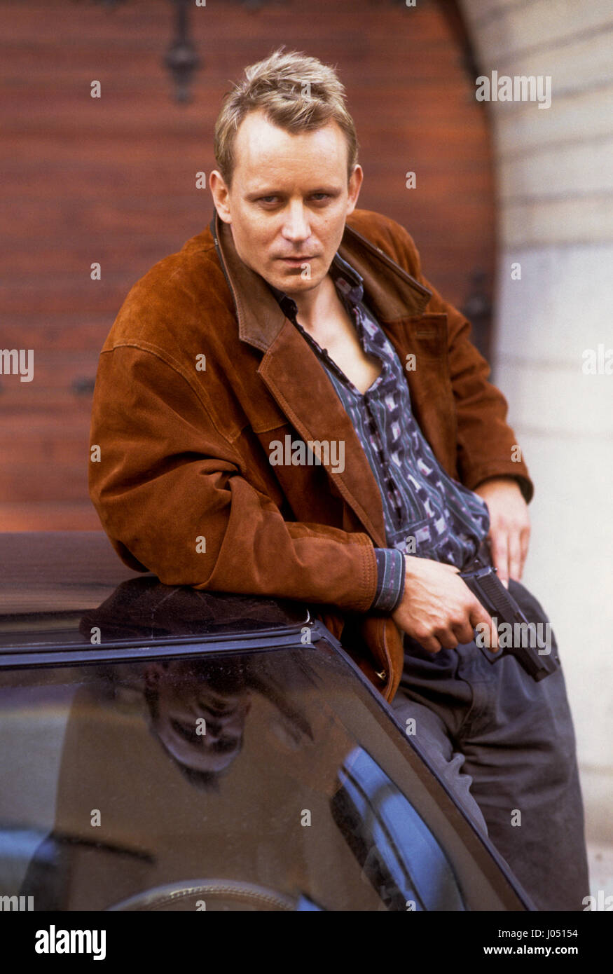 L'acteur suédois Stellan Skarsgård avant le tournage l'agent suédois thriller terroriste démocratique à propos de Carl Hamilton 1991 Banque D'Images