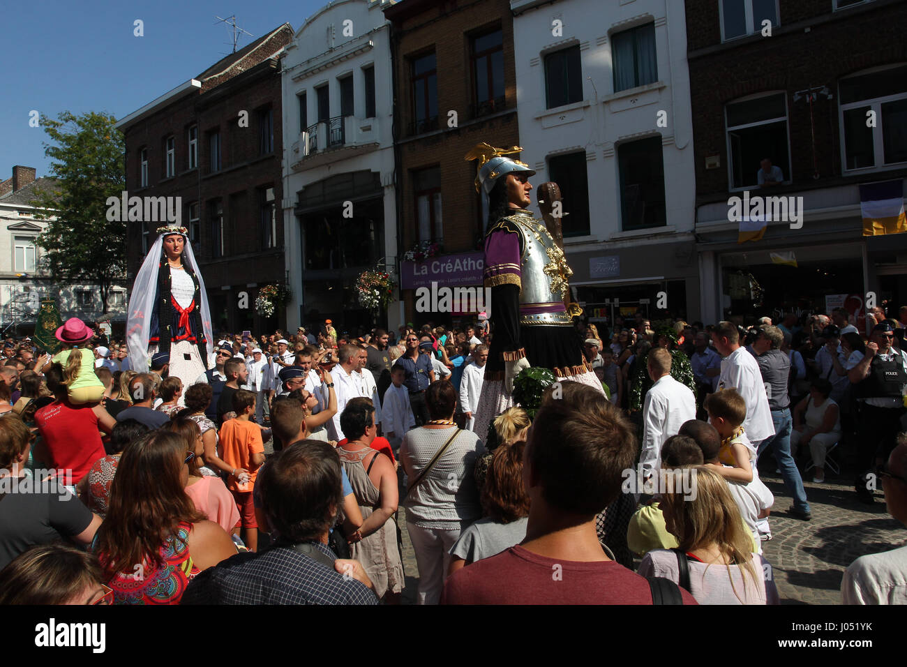 La parade des géants à Ath, Belgique est un chef-d'œuvre de l'UNESCO du patrimoine oral et immatériel de l'humanité. Banque D'Images