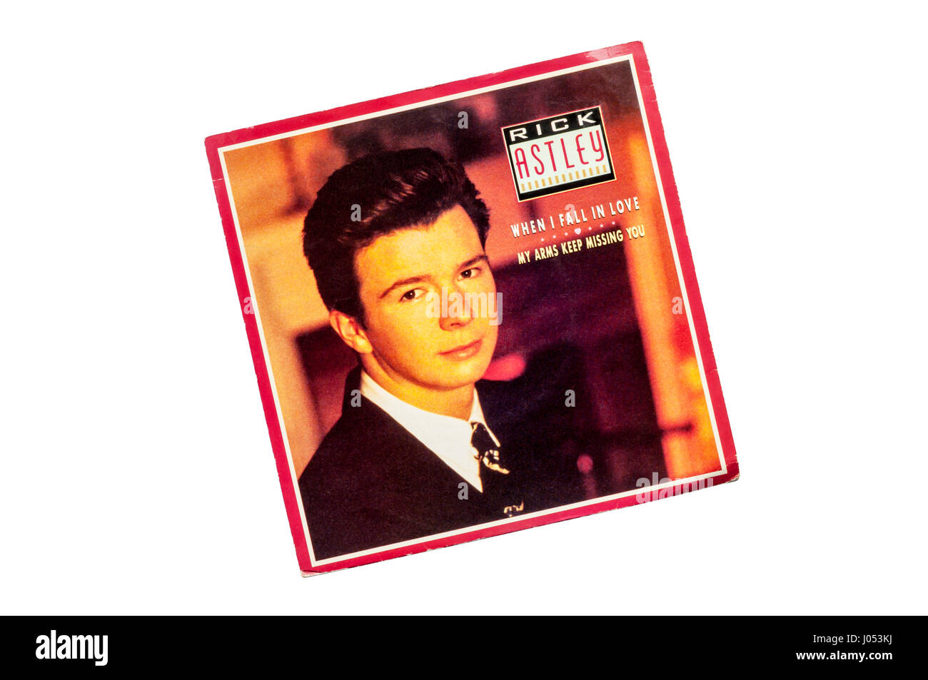 1987 7' single, When I Fall In Love par Rick Astley. Banque D'Images