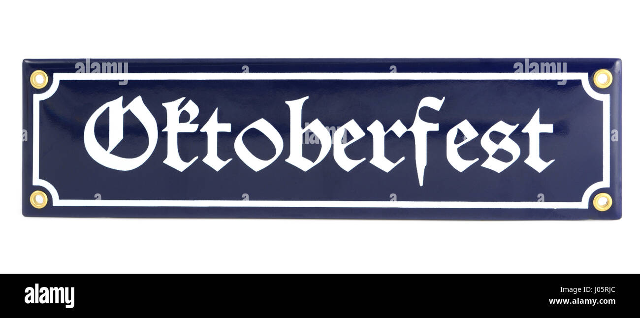 Panneau d'information sur l'Oktoberfest fond isolé. Banque D'Images
