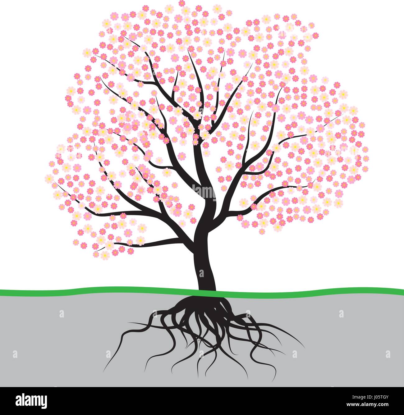 Arbre Fruitier Avec Des Racines Clipart