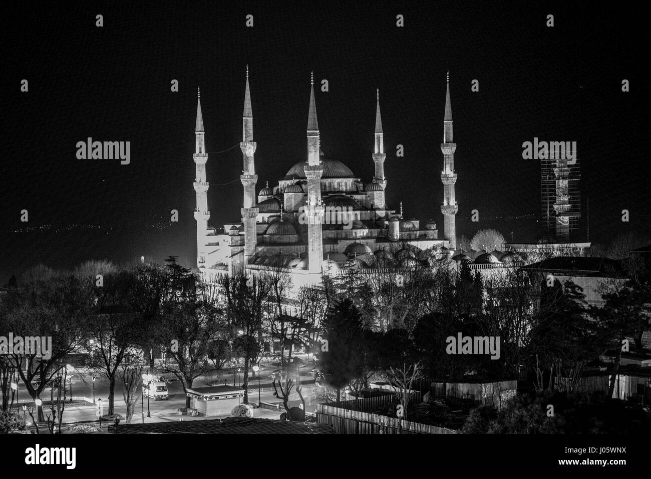 La mosquée bleue de nuit à Istanbul, Turquie. Banque D'Images