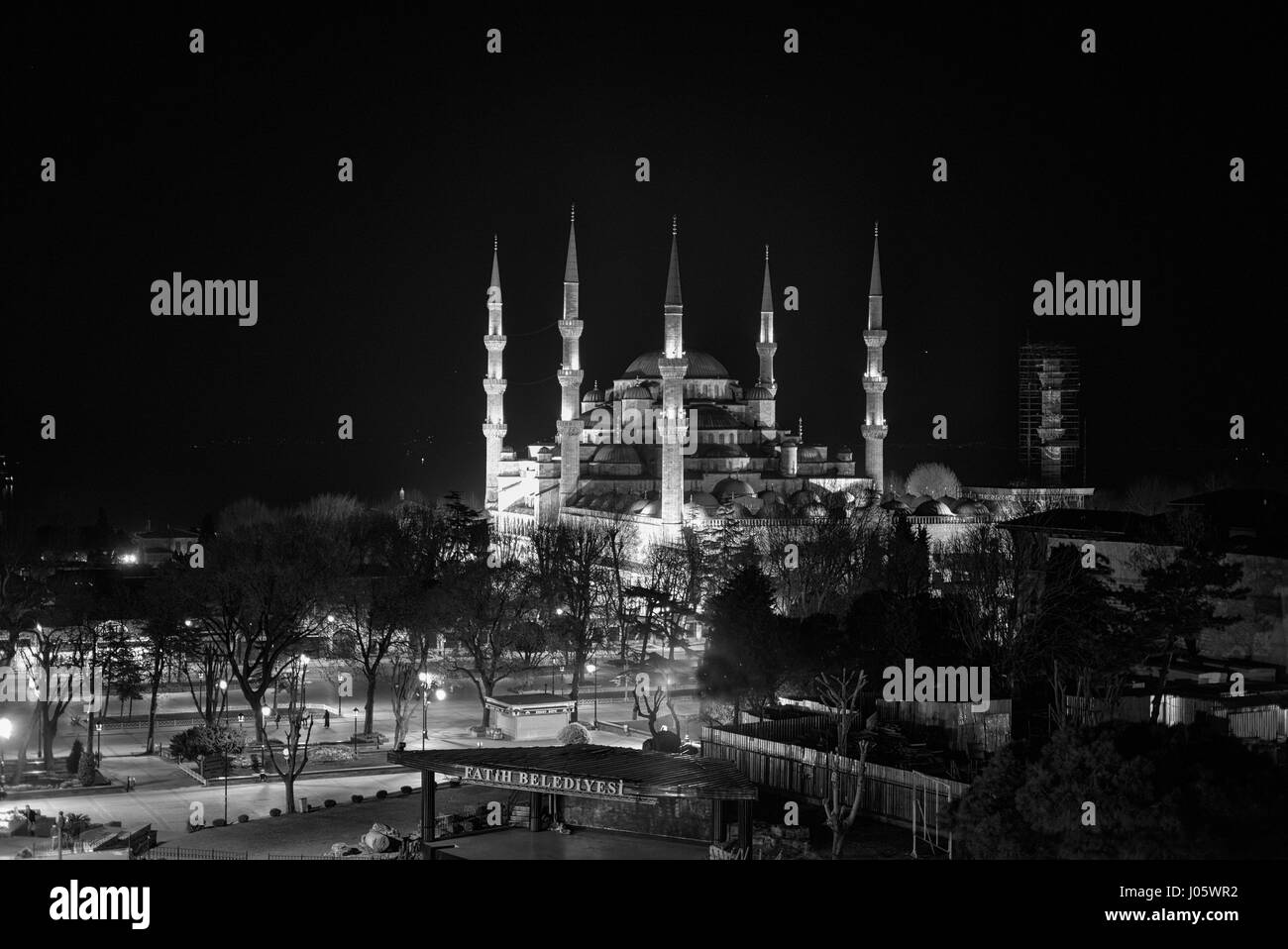 La mosquée bleue de nuit à Istanbul, Turquie. Banque D'Images