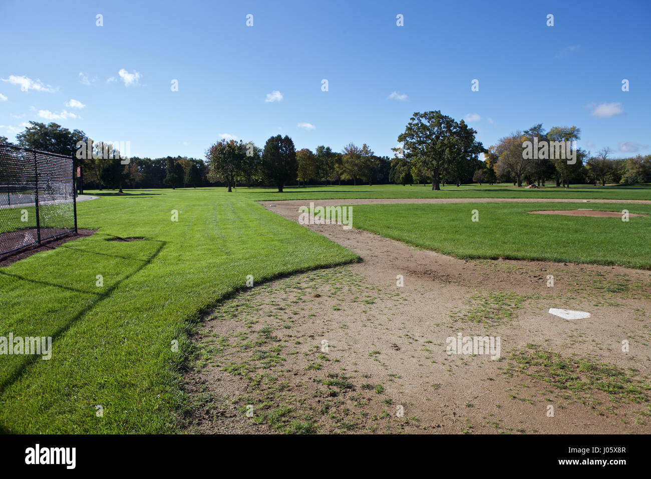 Photo du terrain de baseball, en regardant vers la troisième base. Banque D'Images