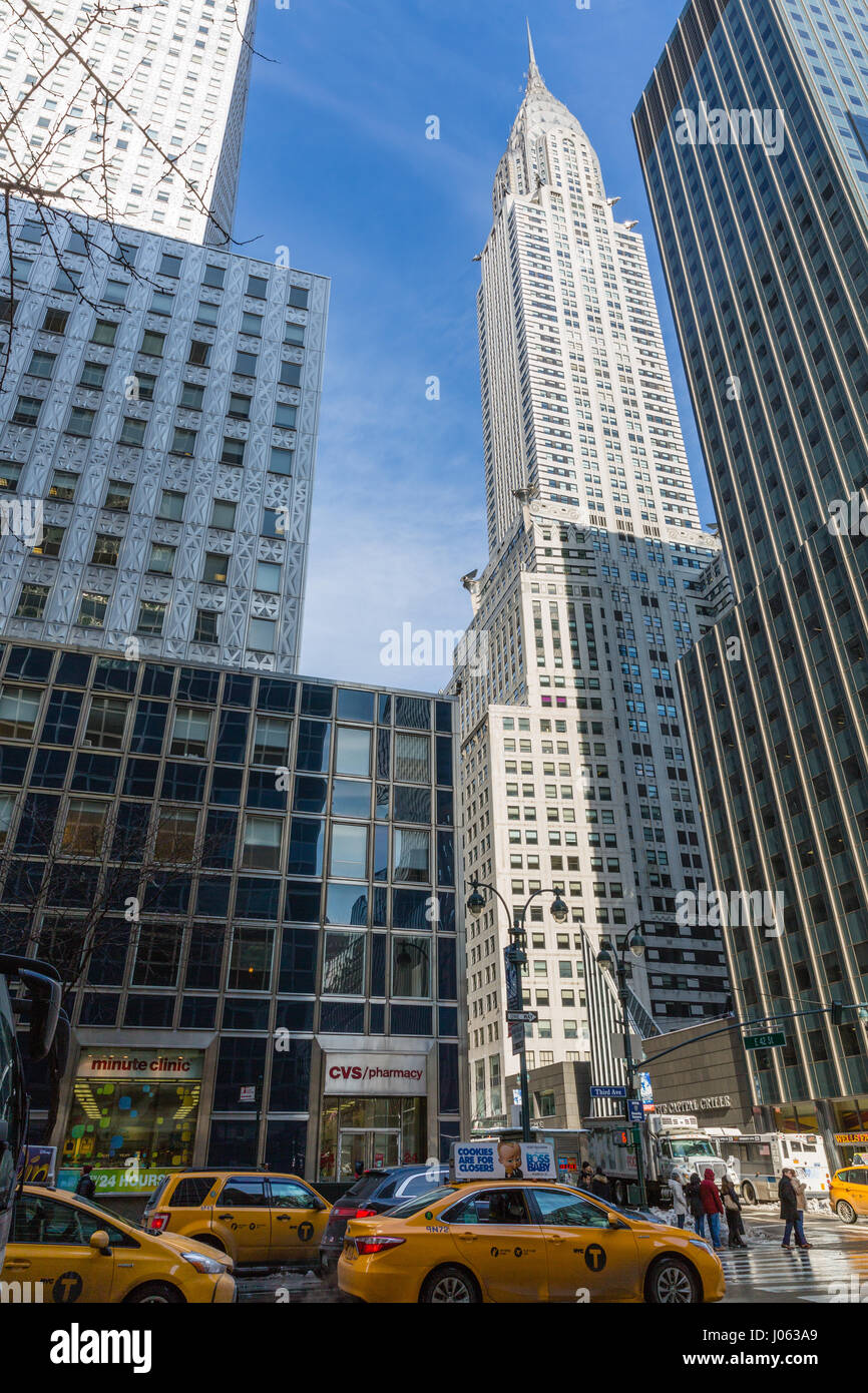 New York Skyline avec sky scrapers et Chrysler Building Banque D'Images