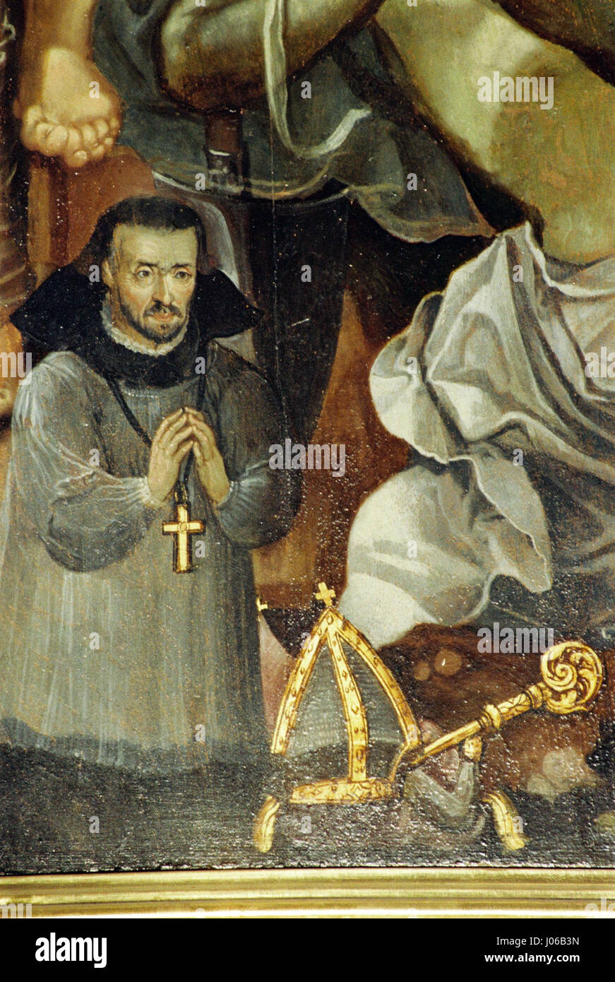 Lazarus Stifter de Hans Böhr présente une scène biblique dramatique représentant la résurrection de Lazare. L’intense énergie émotionnelle et les détails complexes reflètent les compétences techniques et la composition dramatique de Böhr. Banque D'Images