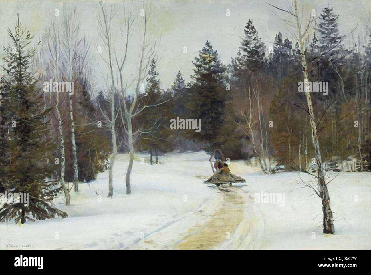 Le titre se traduit par « les enfants dans la forêt, 1895 », suggérant une scène représentant des enfants jouant ou interagissant dans une forêt. L’œuvre explore probablement les thèmes de l’innocence et de la nature, en mettant l’accent sur le lien entre les enfants et le monde naturel. Banque D'Images