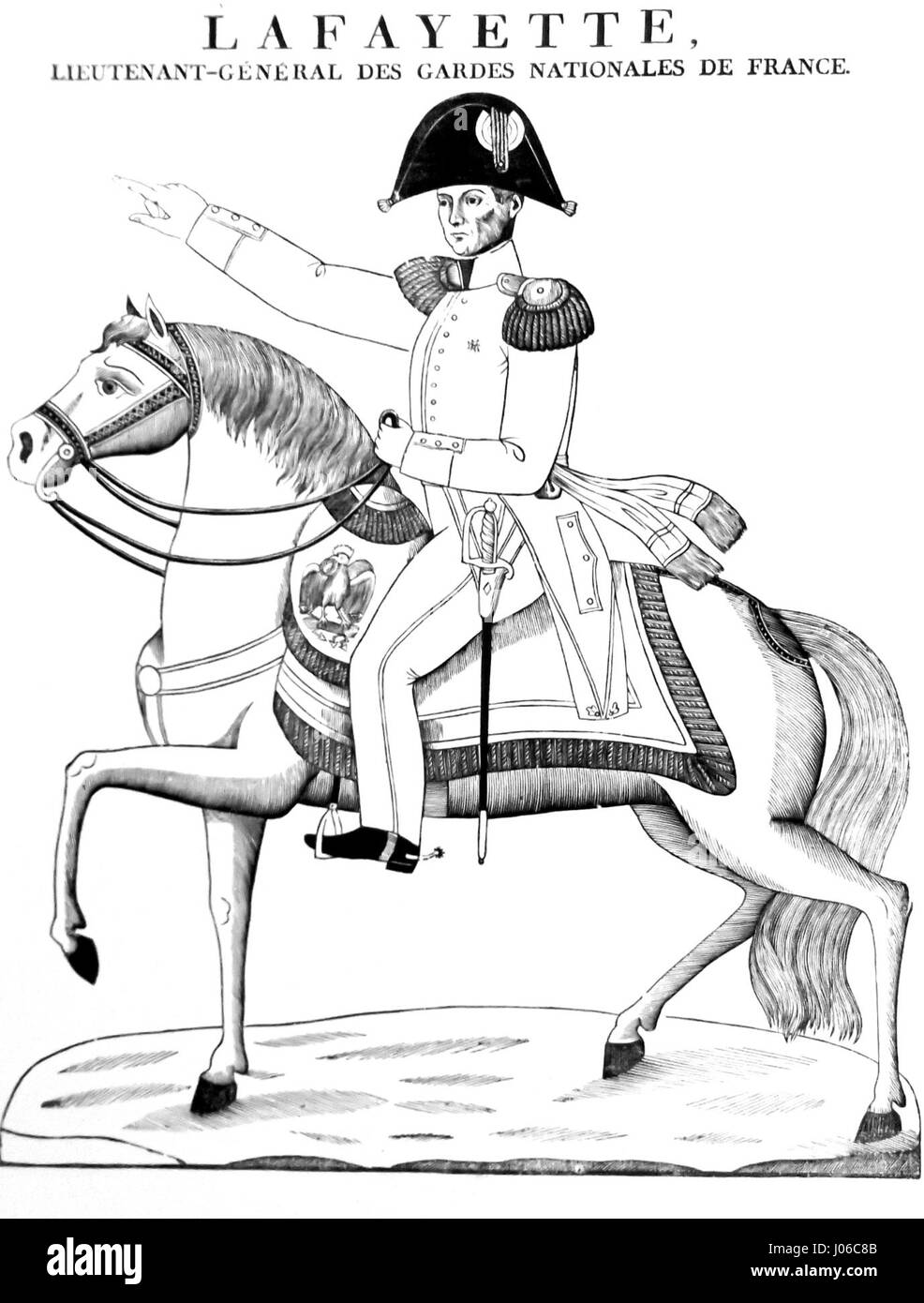 Portrait du marquis de Lafayette, un aristocrate et officier militaire français qui a joué un rôle important dans les révolutions américaine et française, servant comme lieutenant-général de la Garde nationale française. Banque D'Images