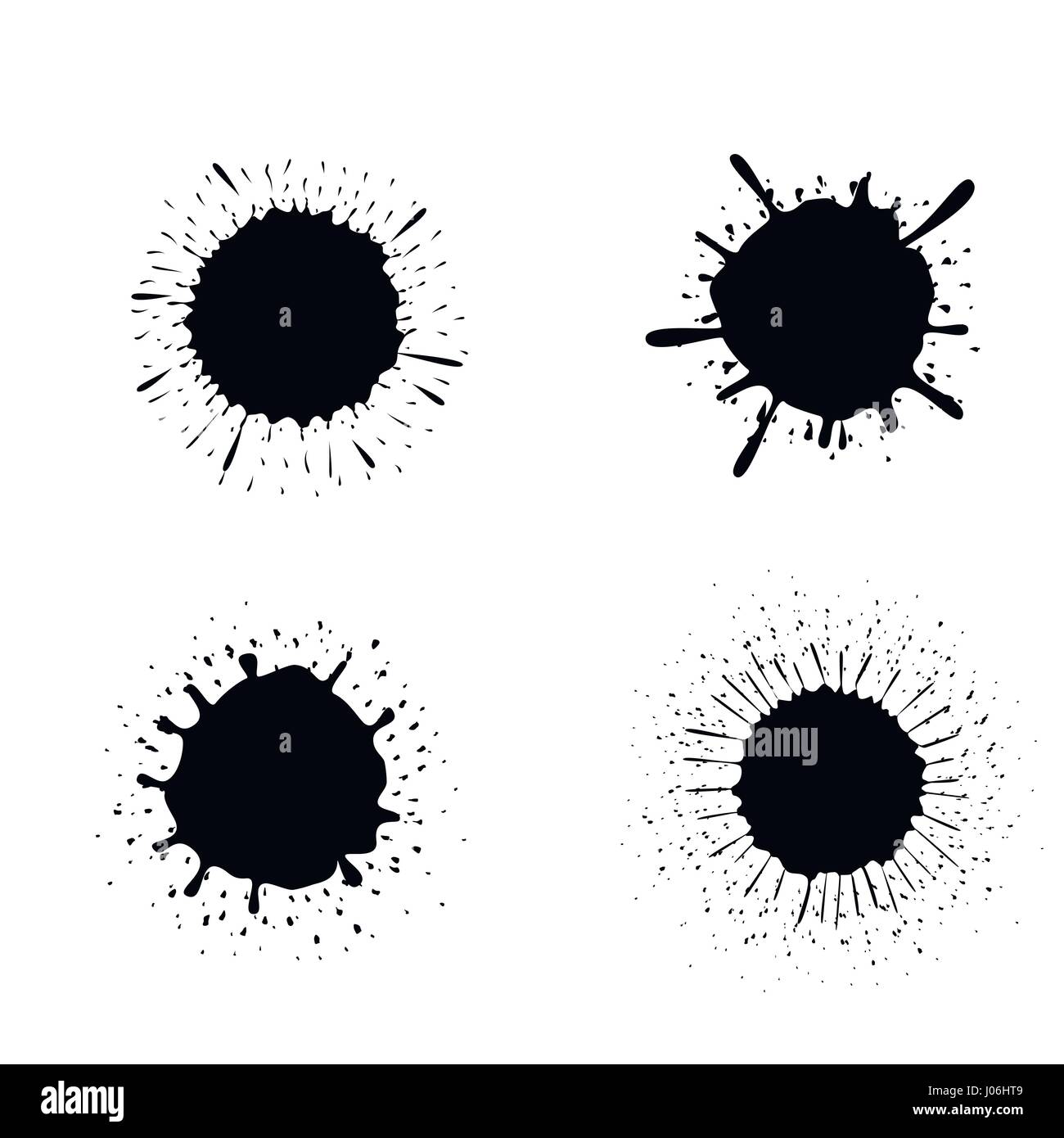 Splash set Peinture noire Illustration de Vecteur