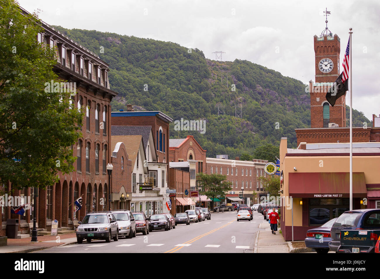 BELLOWS FALLS, Vermont, USA - Bellows Falls street. Banque D'Images