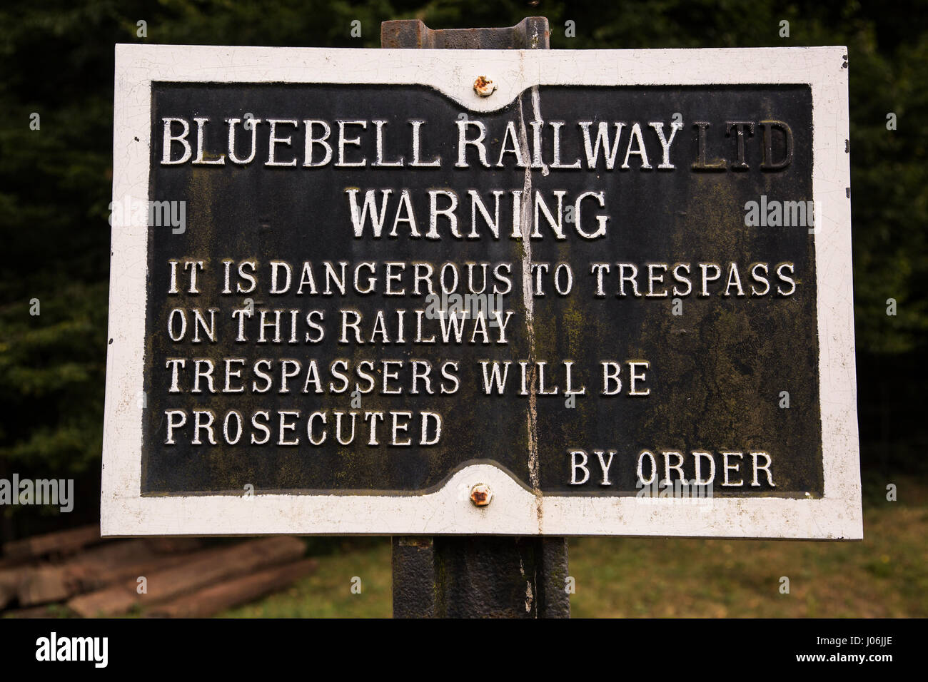 Panneau d'avertissement Bluebell Railway Banque D'Images