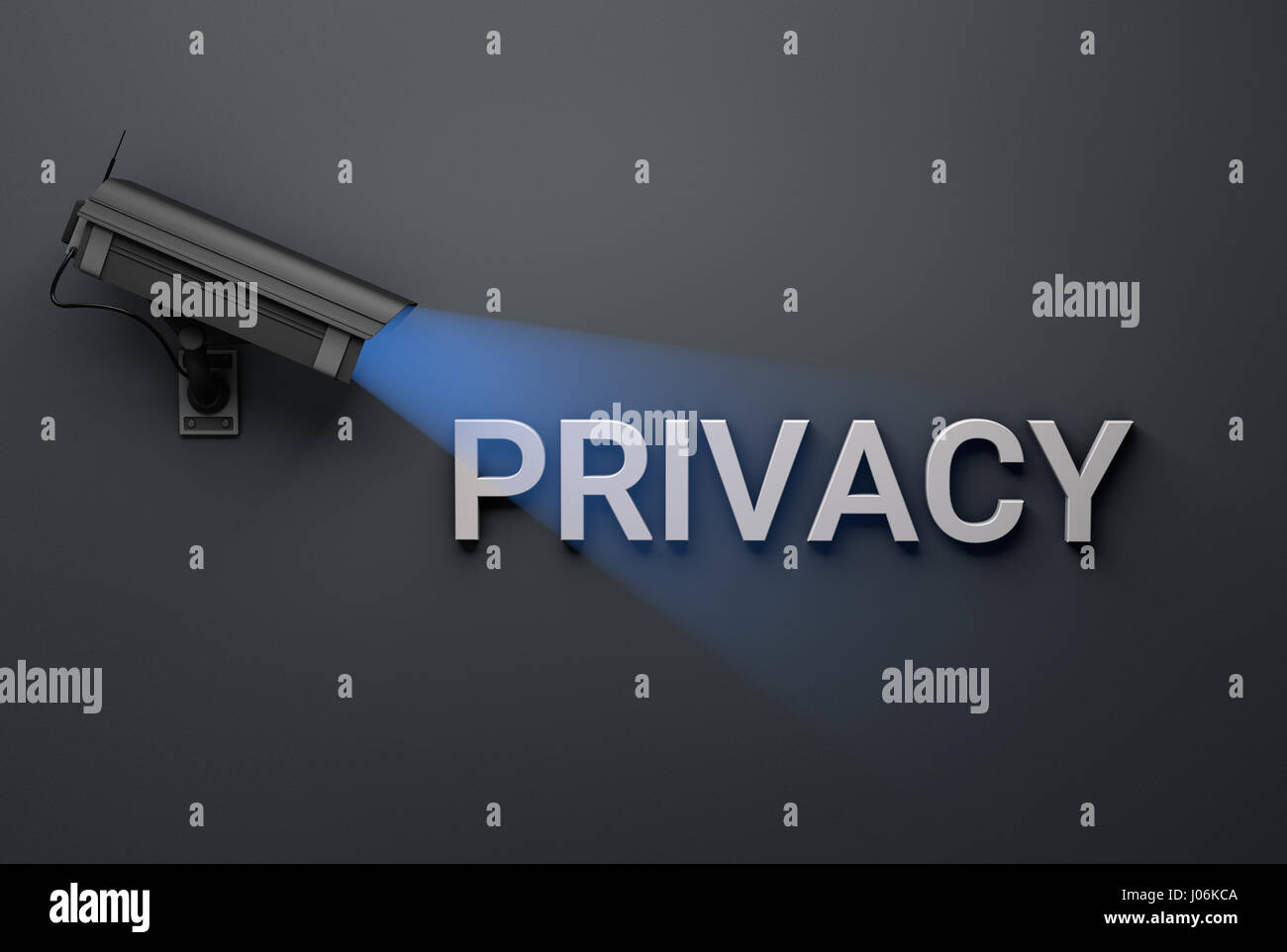 La technologie de protection des données privacy concept avec caméra de surveillance sur un mur orienté vers le mot de la vie privée copyspace disponible Banque D'Images