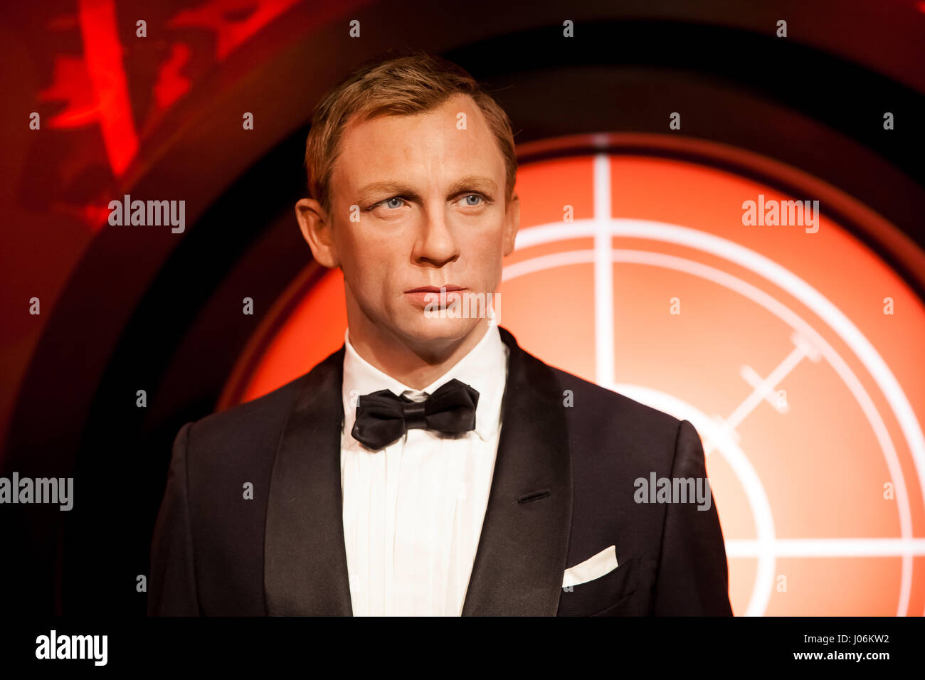 La figure de cire de Daniel Craig comme agent James Bond 007 en musée de cire Madame Tussauds à Amsterdam, Pays-Bas Banque D'Images