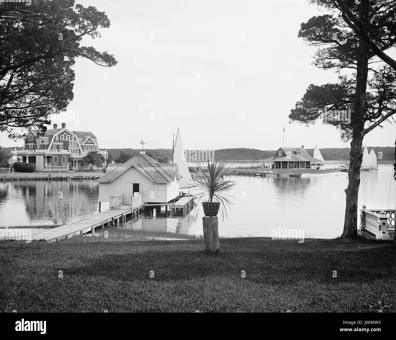 Shelter Island Yacht Club, Prospect Point, Shelter Island, New York, USA, Detroit Publishing Company, 1900 Banque D'Images