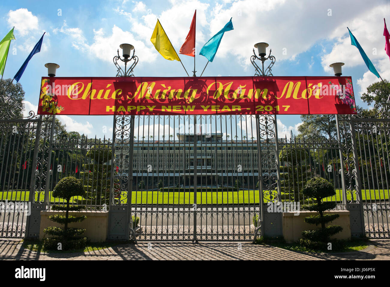 Vue horizontale du Palais de l'indépendance à Ho Chi Minh Ville, HCMC, Vietnam. Banque D'Images