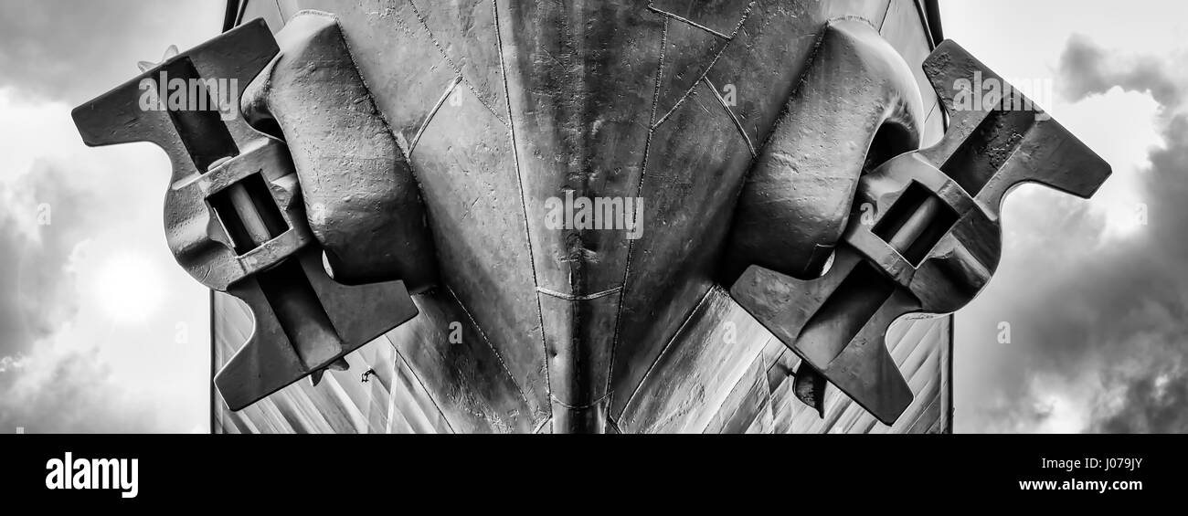 Les ancrages d'une guerre mondiale ère deux cuirassé. Banque D'Images