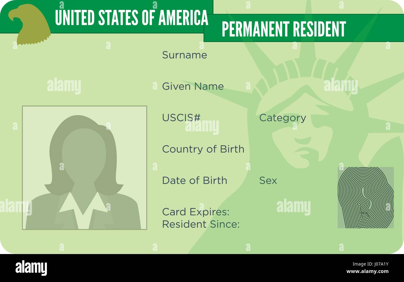 Naturalisation américaine ou Carte de Résident Permanent Illustration de Vecteur