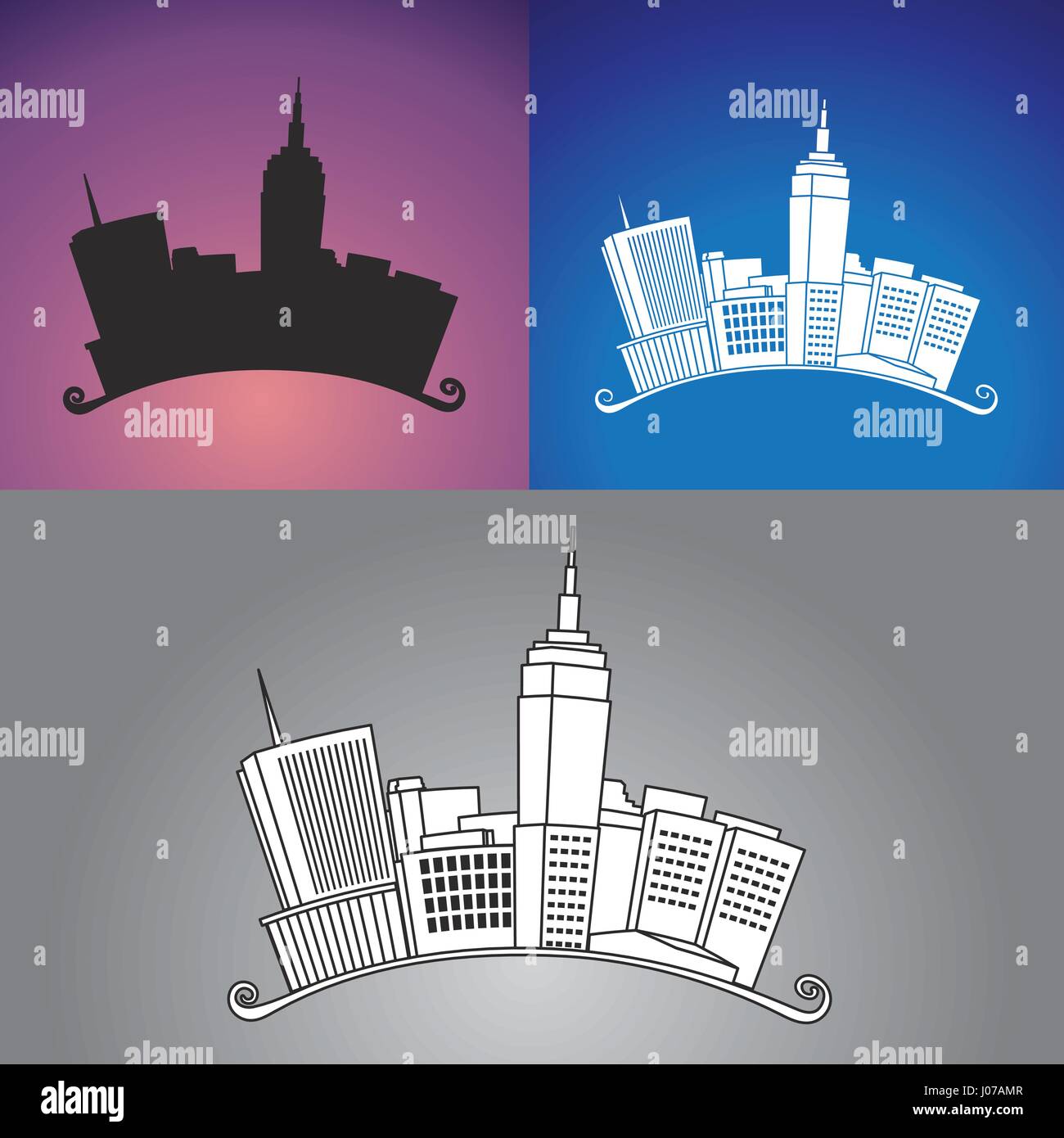 New York City et Silhouette Dessin arqué Illustration de Vecteur